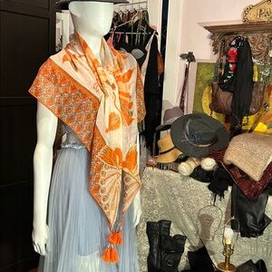 Orange peacock scarf
